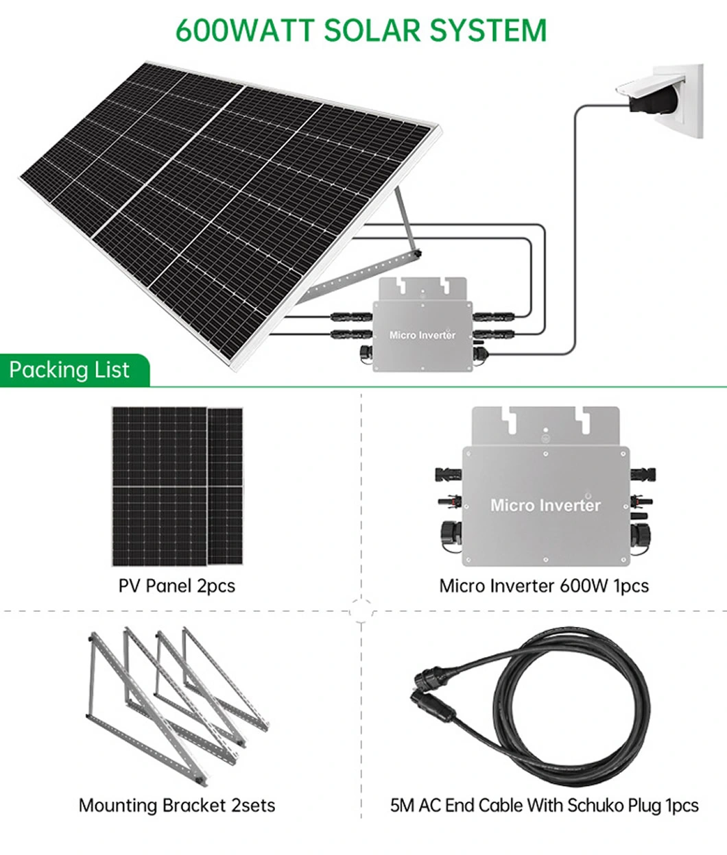 on Grid 1000W 3000W 5000W Home Solar Power System Power Station