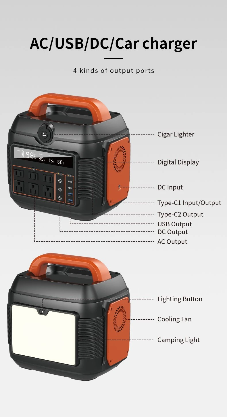 Fast Charge Lithium Battery 576wh 160000mAh 600W Portable Outdoor Power Station